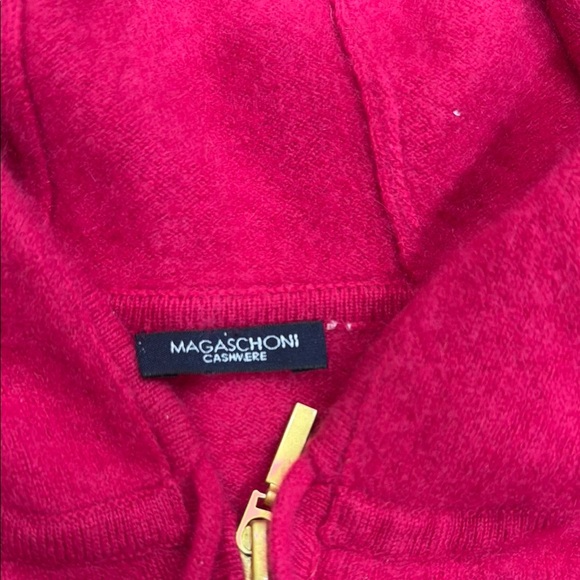 Magashoni Pink Hooded Cashmere Zip-Up Sweater Size Small - Picture 2 of 9